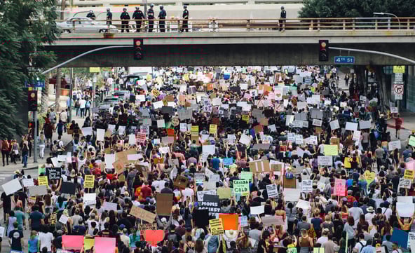 Large group of protesters