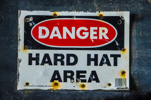 Danger hard hard hat area